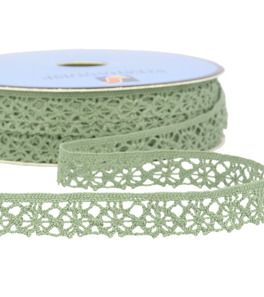 Spool of 25m light khaki green polyester lace 20mm