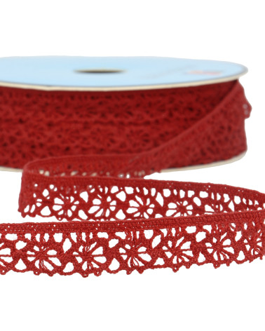 Bobina da 25m di pizzo poliestere bordeaux da 20mm