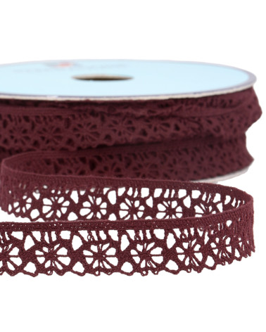 Bobine 25m dentelle polyester bordeaux 20mm