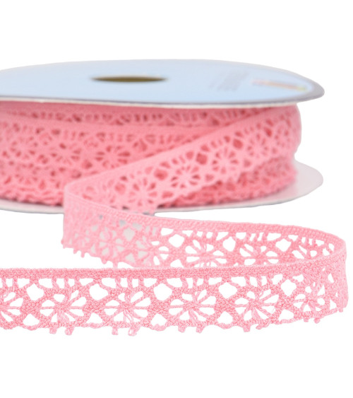 Spool 25m light fuchsia polyester lace 20mm