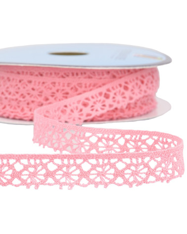 Spool of 25m light fuchsia polyester lace 20mm