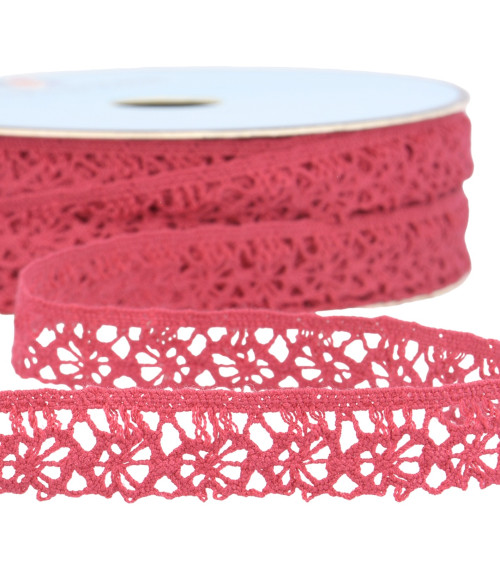 Spool 25m raspberry polyester lace 20mm