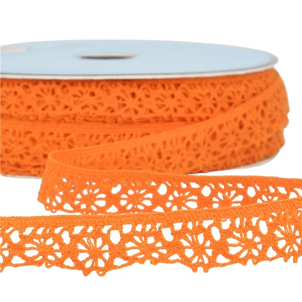 Bobine 25m dentelle polyester orange 20mm