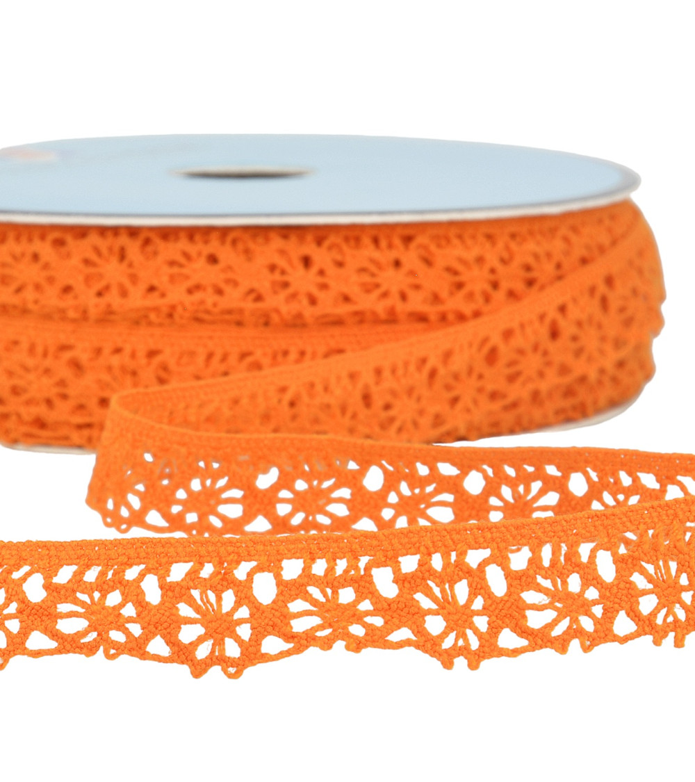 Bobine 25m dentelle polyester orange 20mm