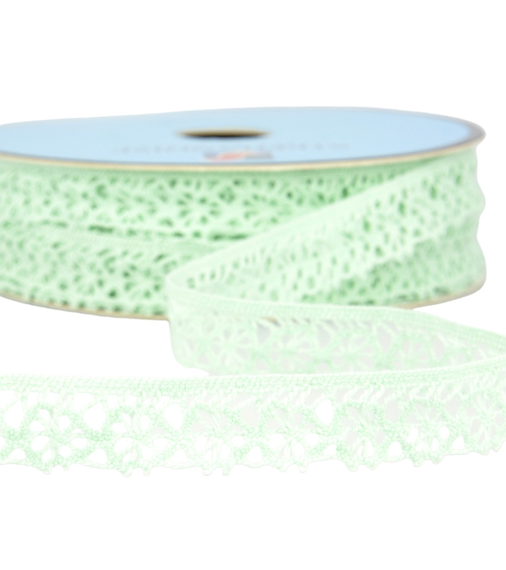 Bobine 25m dentelle polyester vert 20mm