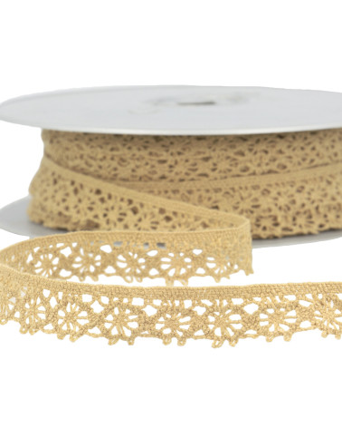 Bobina da 25 m di pizzo poliestere tortora da 20 mm