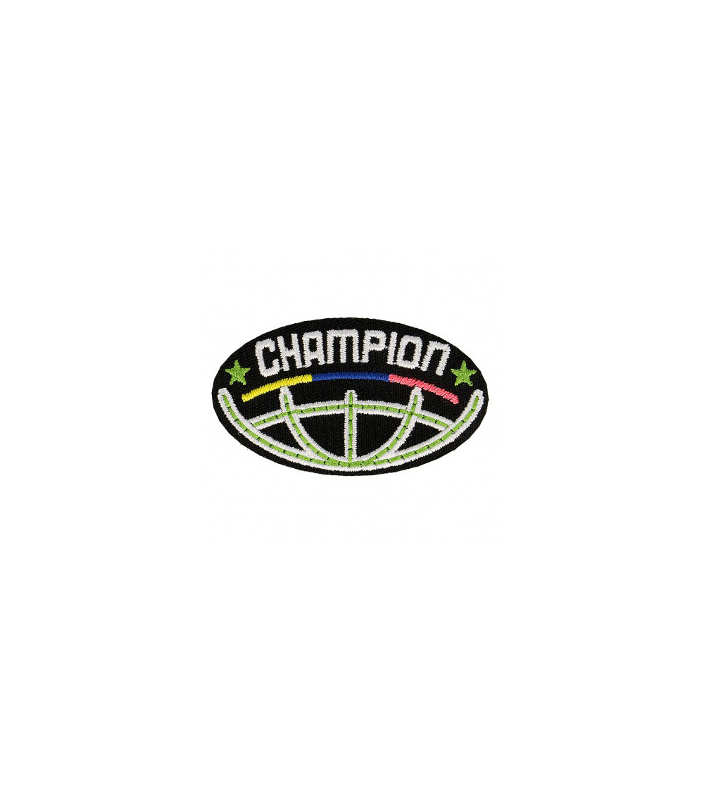 Pack of 3 Champion iron-on badges 2cm x 6cm