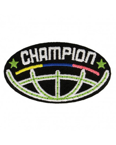 Pack of 3 Champion iron-on badges 2cm x 6cm