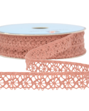 25m spool of old pink polyester lace 20mm