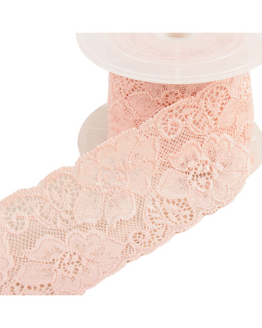 Spool 15m elastic lace flowers Salmon 60mm