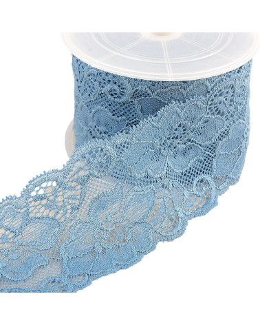 Bobina da 15mt pizzo elastico fiori Lavanda Blu 60mm