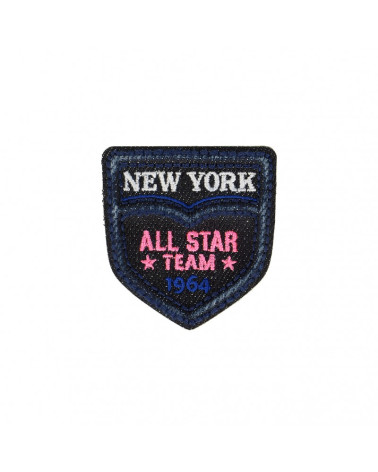 Set of 3 New York Team iron-on patches Dark Denim 4.5cm x 5.5cm