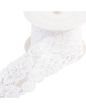 Dentelle élastique fleurs 60mm blanc au mètre