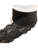 Dentelle élastique fleurs 60mm noir au mètre