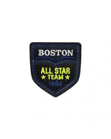 Pack of 3 Dark Denim Boston Team Iron-On Patches 4.5cm x 5.5cm