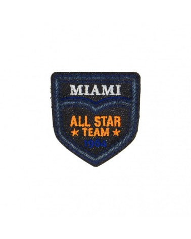 Set mit 3 Team Miami Dark Denim-Aufnähern zum Aufbügeln, 4,5 cm x 5,5 cm