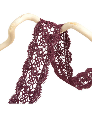 Spool 13.7m guipure between two 50mm Bordeaux