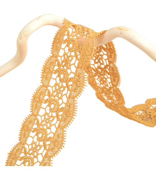 Spool 13.7m guipure between two 50mm Mustard Yellow