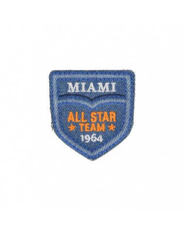 Lot de 3 écussons thermocollants Equipe Miami Denim clair 4,5cm x 5,5cm
