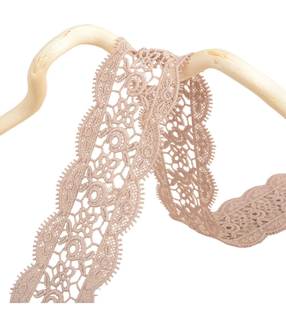 Spool 13.7m guipure between two 50mm Beige