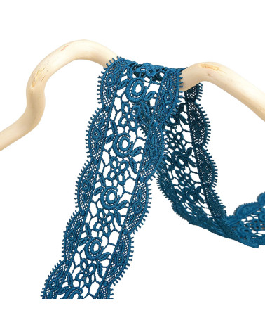 Bobina da 13,7 m di guipure tra due 50 mm Duck Blue