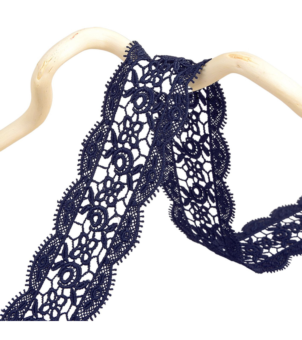 Spool 13.7m guipure between two 50mm Navy Blue