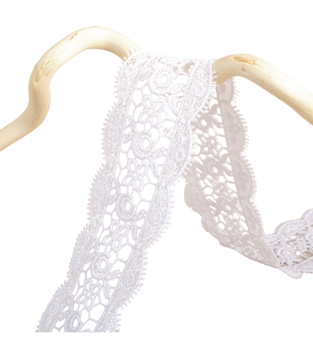 Spool 13.7m guipure between two 50mm White