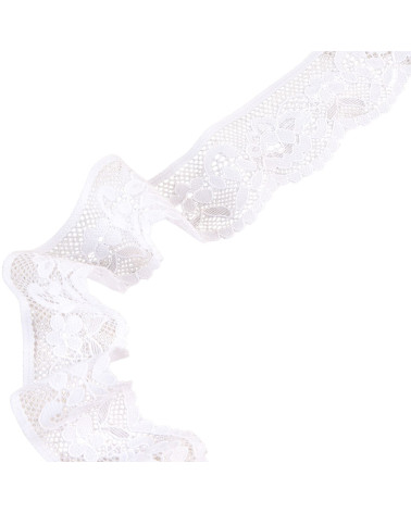 Bobina 15m encaje elástico flores 33mm blanco