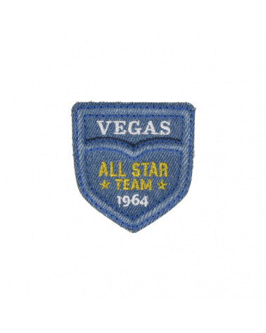 Set mit 3 Aufbügelflicken Team Vegas Light Denim 4,5 cm x 5,5 cm