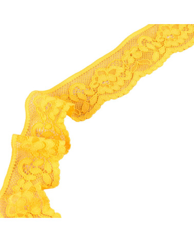 Bobina 15m encaje elástico flores 33mm oro amarillo