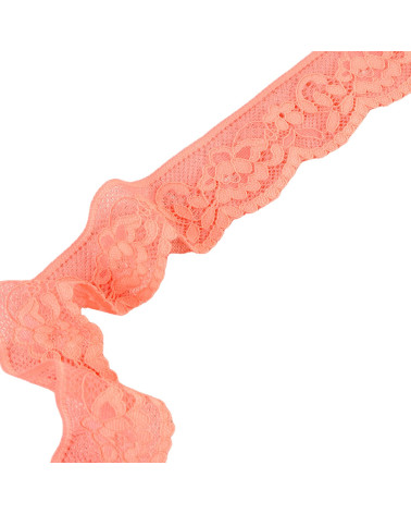 Elastic lace flowers 33mm salmon by the meter