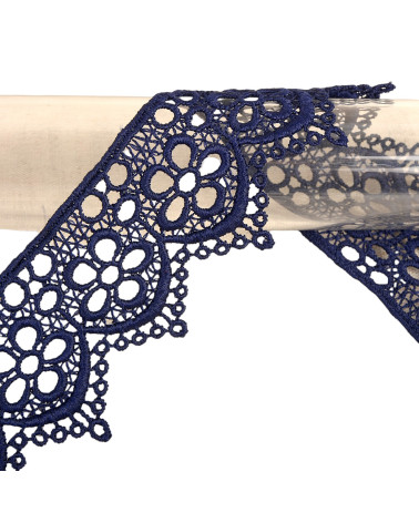 Bobina da 13,7 m fiori di guipure da 42 mm Blu Navy