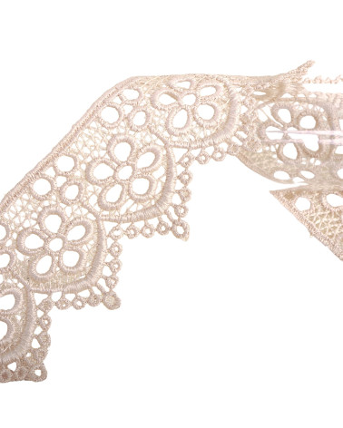 Bobina da 13,7 m fiori di guipure da 42 mm Beige