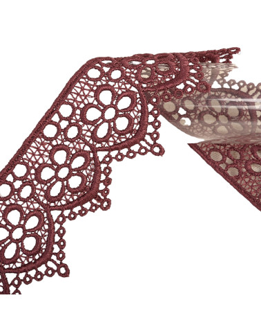 Spool 13.7m guipure flowers 42mm Bordeaux