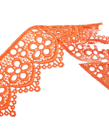 Bobine 13,7m guipure fleurs 42mm Orange 