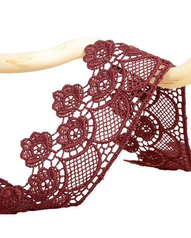 Spool 13.7m guipure flowers 45mm Bordeaux