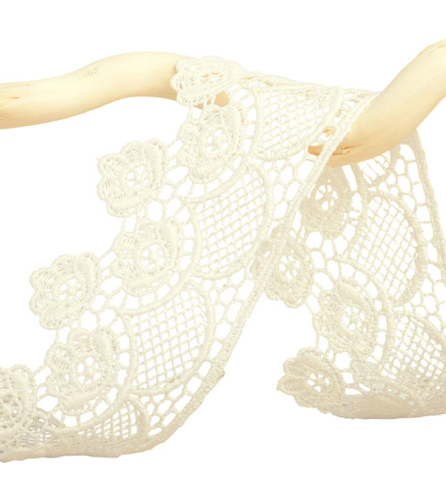 Spool 13.7m guipure flowers 45mm Ecru