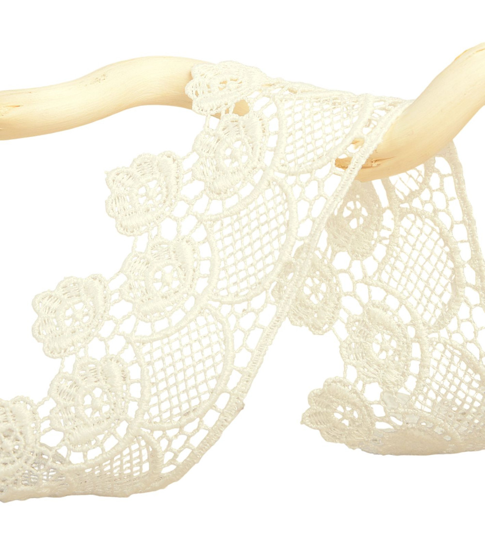 Spool 13.7m guipure flowers 45mm Ecru