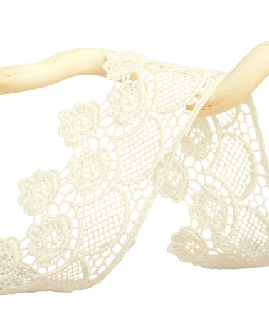 Spool 13.7m guipure flowers 45mm Ecru