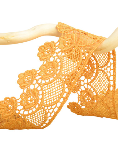 Spool 13.7m guipure flowers 45mm Mustard Yellow