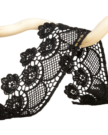 Spool 13.7m guipure flowers 45mm Black