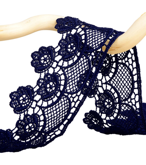 Spool 13.7m guipure flowers 45mm Navy Blue