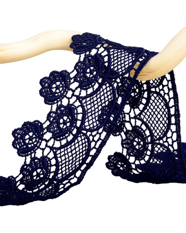 Bobina da 13,7 m fiori di guipure da 45 mm Blu Navy