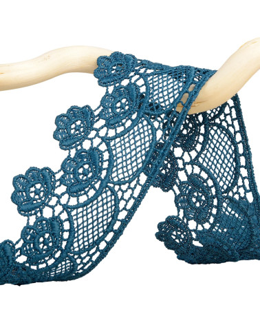 Spool 13.7m guipure flowers 45mm Duck blue