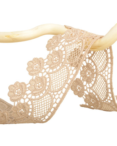Bobina da 13,7 m fiori di guipure da 45 mm Beige