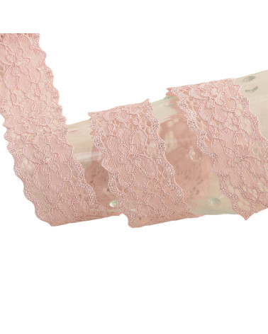 Bobina da 15m fiori di pizzo elastico Salmone 25mm