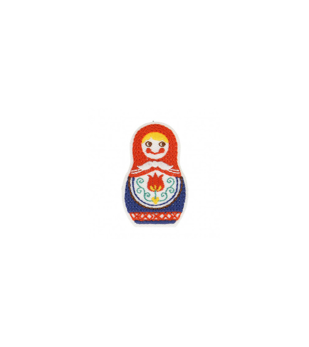 Set of 3 iron-on Babouchka Woman badges 4cm x 3cm