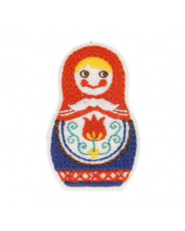 Set of 3 iron-on Babouchka Woman badges 4cm x 3cm