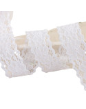 Dentelle élastique fleurs 25mm blanc au mètre