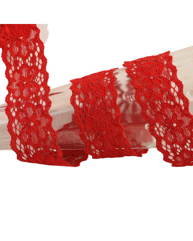 Elastische Spitzenblumen 25 mm rot pro Meter